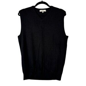 Turnbury Mens Black Silk-Blend V-Neck Sleeveless Sweater Vest Size M